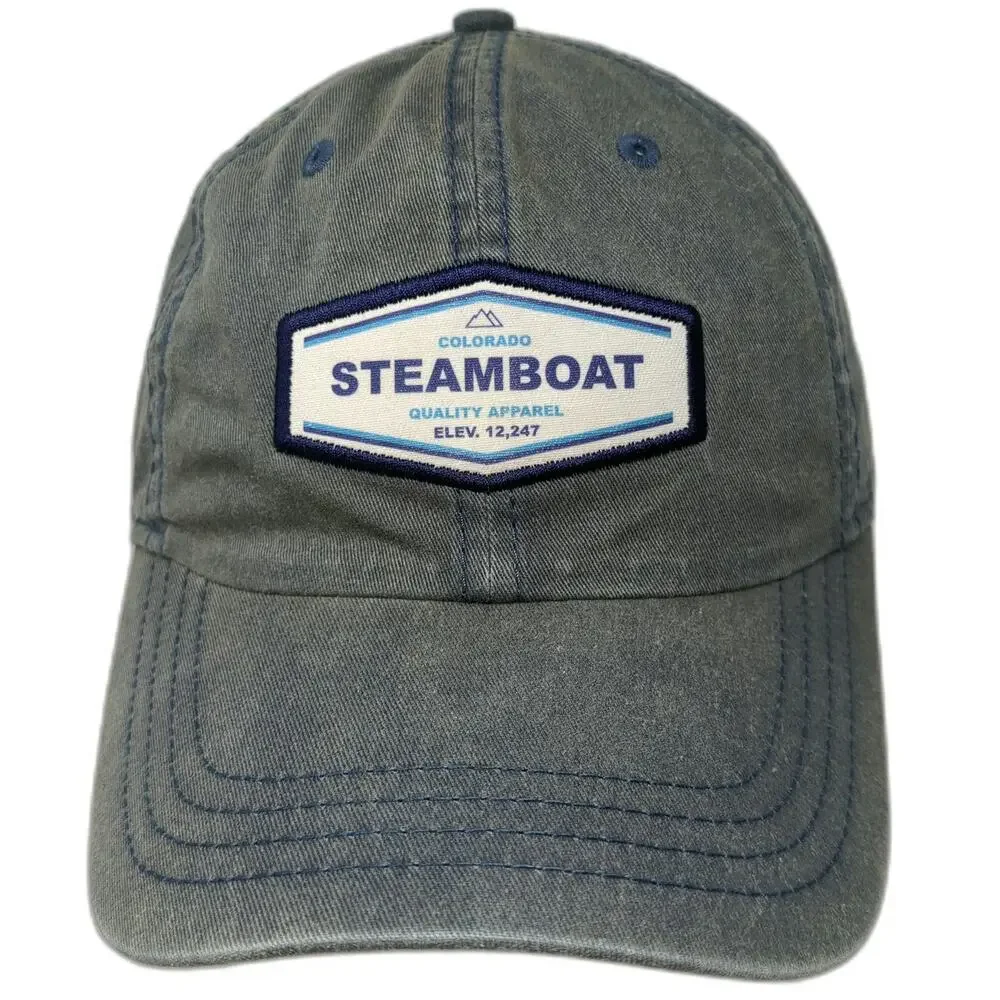 American Dry Goods Baseball Cap Blue One Size Steamboat Colorado Mountain Hat